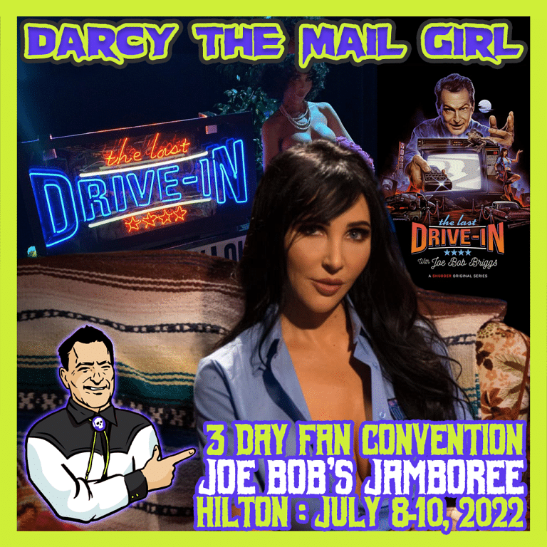 Joe Bob Briggs and Darcy the Mail Girl host "The Last Drive-In" show at Joe Bob's.