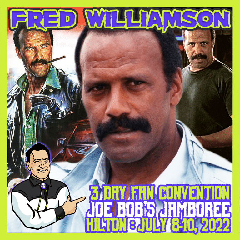 A poster for Joe Bob Briggs' Monstervision at the Fred Williamson Convention.
